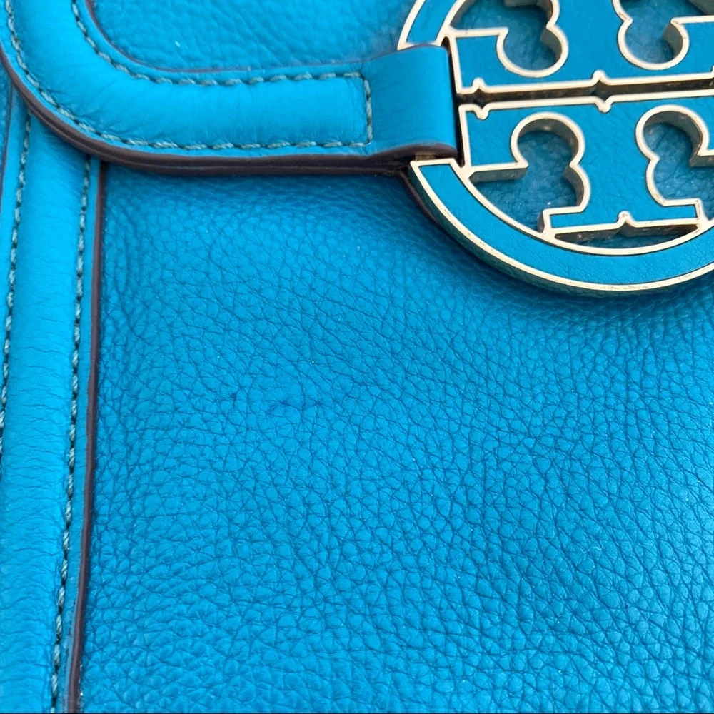Tory Burch Teal logo Hobo 2 way Bag